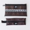 Flaches Etui Kunstleder braun Vintage mit Webband