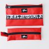 Flaches Etui aus Kunstleder rot mit Webband