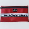 Flaches Etui aus Kunstleder Bordeaux mit Webband