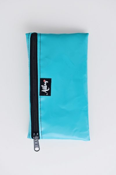 Flaches Etui aus Blache uni türkisblau