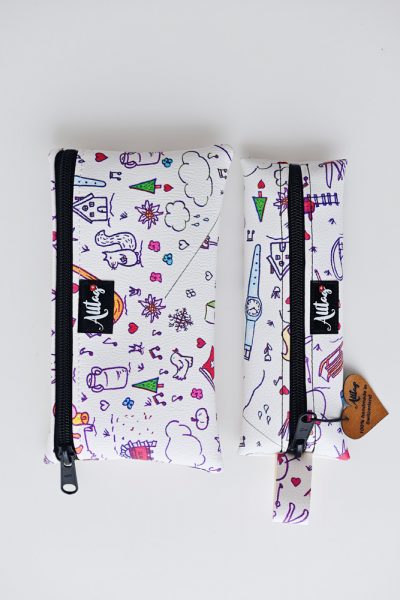Flaches Etui aus Kunstleder Schweizer Kollektion Collage