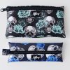 Flaches Etui aus Kunstleder Totenkopf mint oder blau
