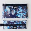 Flaches Etui aus Kunstleder Schmetterlinge blau