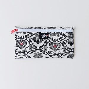 Flaches Etui aus Wachstuch Schweizer Scherenschnitt