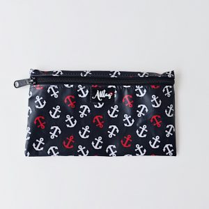 Flaches Etui aus Wachstuch Anker