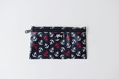 Flaches Etui aus Wachstuch Anker