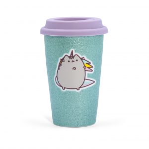 Travel Keramikbecher mit Silikondeckel "Einhorn-Glitzer"