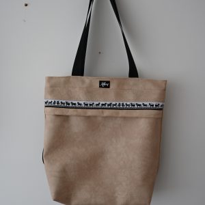 Rucksacktasche 4 in 1 – Kunstleder Vintage beige mit Webband