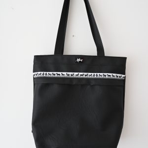 Rucksacktasche 4 in 1 – Kunstleder schwarz mit Webband