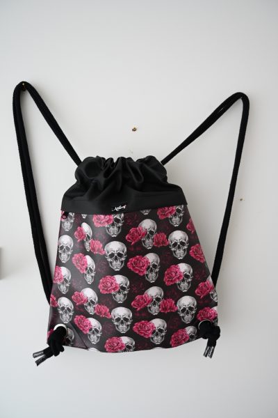 Beuteltasche aus Kunstleder Totenkopf pink