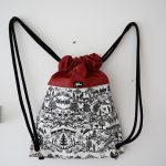 Beuteltasche aus Kunstleder/Canvas Scherenschnitt Bordeaux