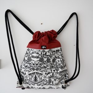Beuteltasche aus Kunstleder/Canvas Scherenschnitt Bordeaux