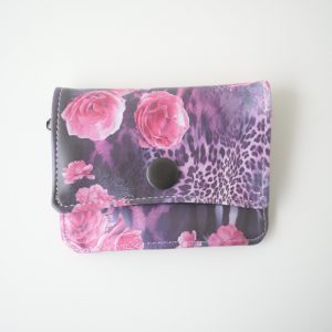 Portmonée klein mit Reissverschluss Zebra Blumen pink
