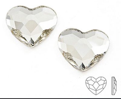2808 Swarovski Heart, Crystal, Hot Fix, 6mm, 12Stk