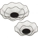Deko Korb, Metall, schwarz, rund/wellig 2er Set