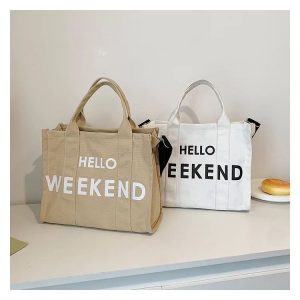 Stofftaschen "hello weekend" 2-er Set