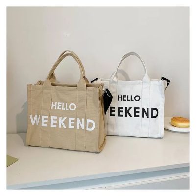Stofftaschen "hello weekend" 2-er Set